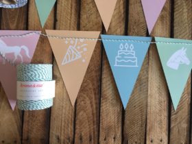 Wimpel schmücken den Partyraum.